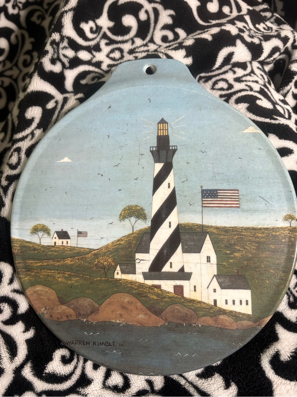 Warren Kimble Lighthouse Wall Plaque with Coastal Scene